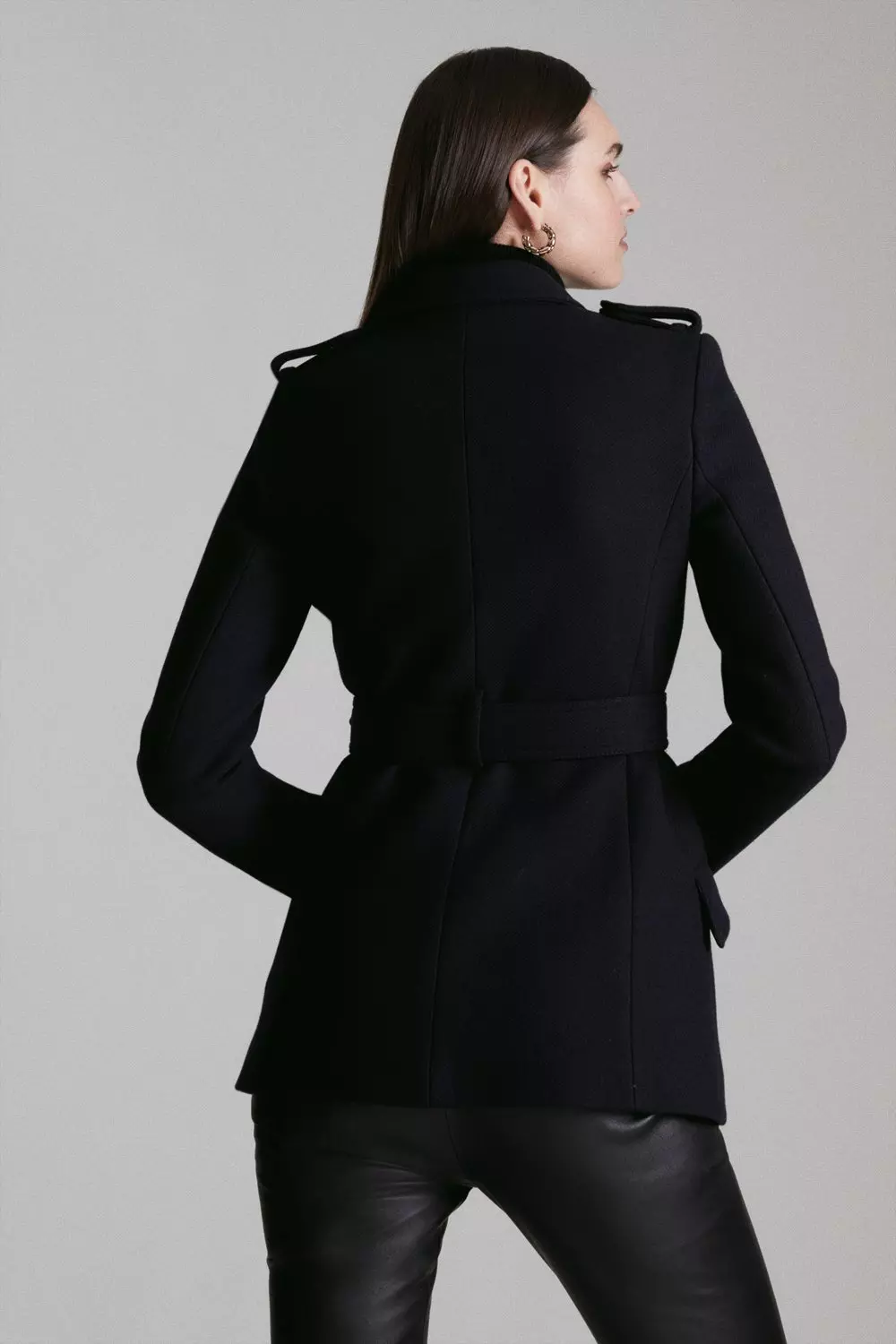 Karen millen navy military coat best sale