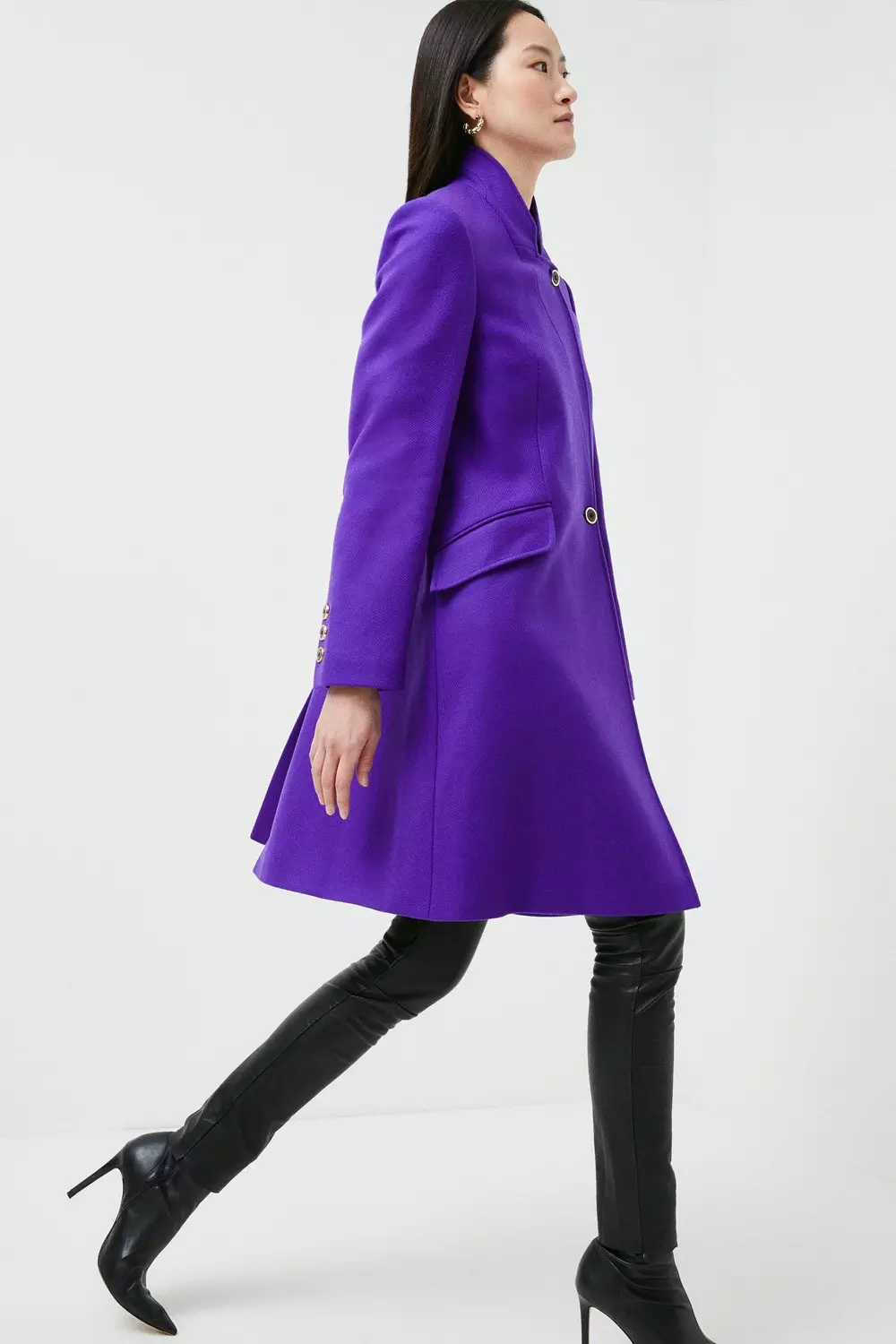 Italian Virgin Wool Single Breasted Coat Karen Millen