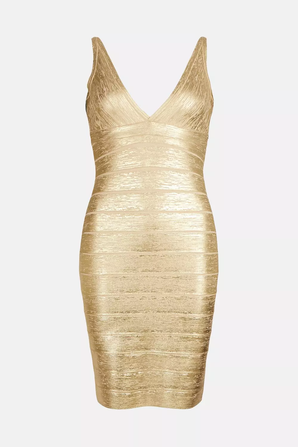 Gold Metallic Bandage Mini Dress In Yarn alternative image