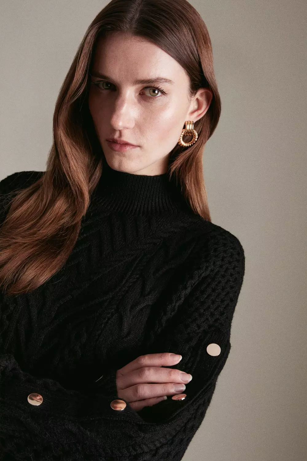 Black Cable Knit Longline Jumper alternative image