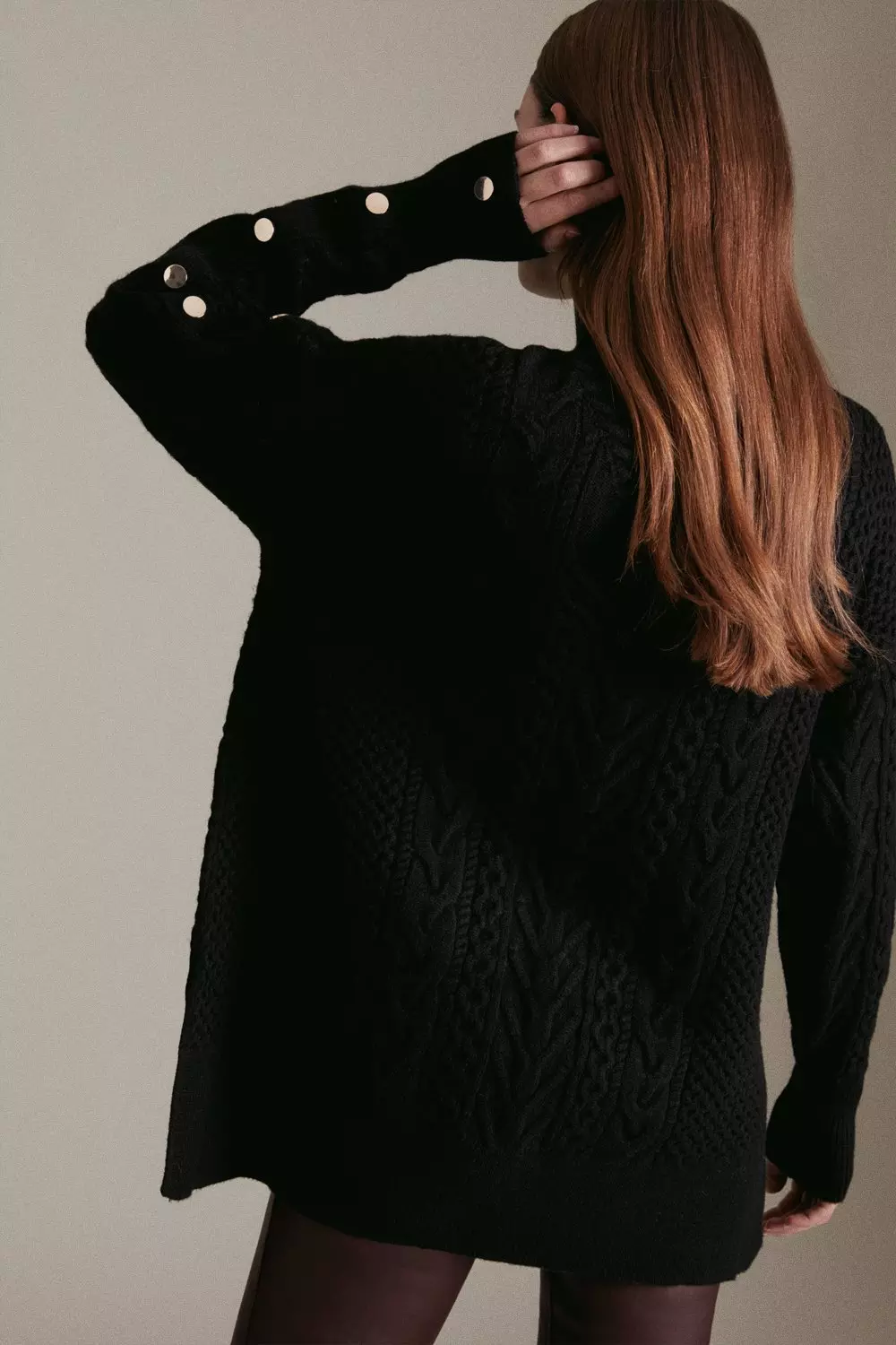 Black Cable Knit Longline Jumper alternative image