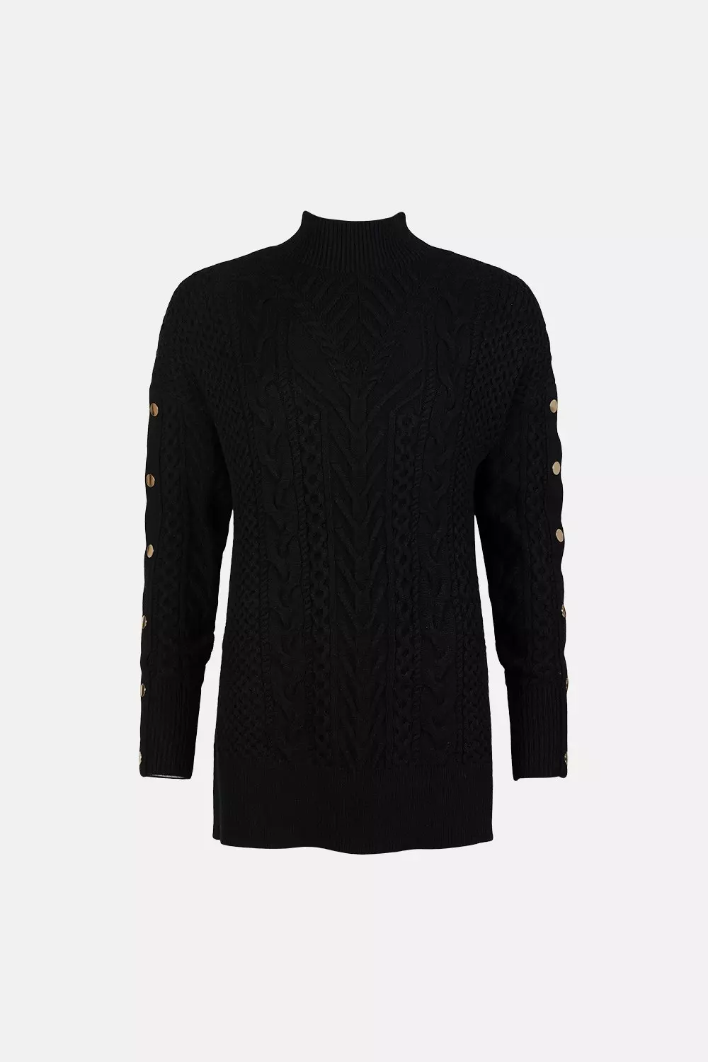 Black Cable Knit Longline Jumper alternative image
