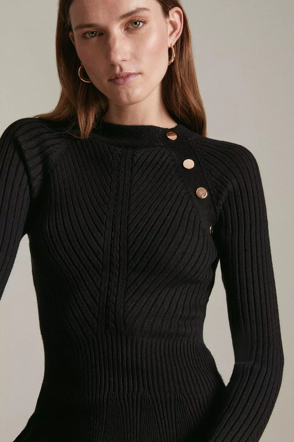 Cable Knit Peplum Hem Top | Karen Millen