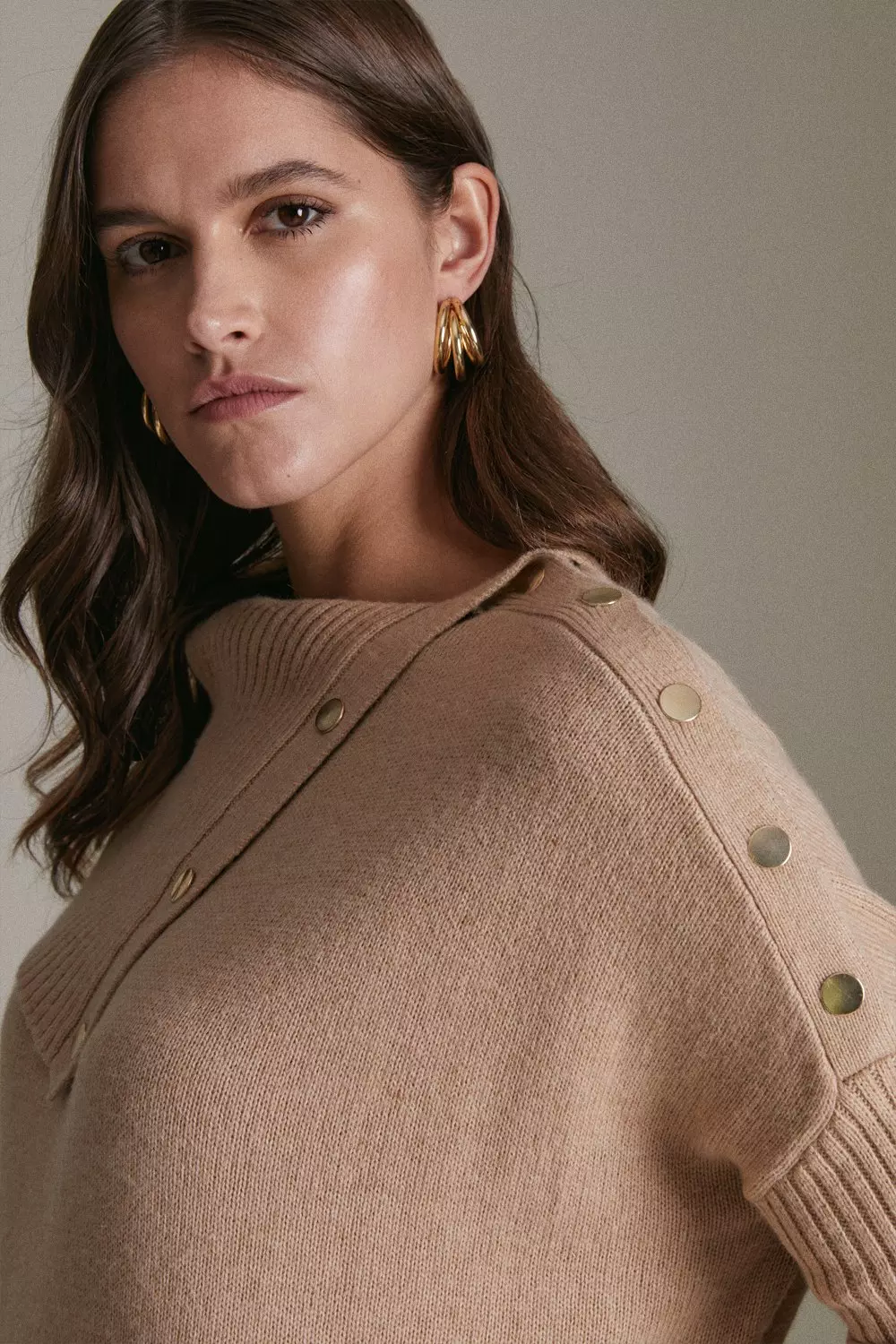 Cashmere Mix Envelope Neck Knit Jumper Karen Millen