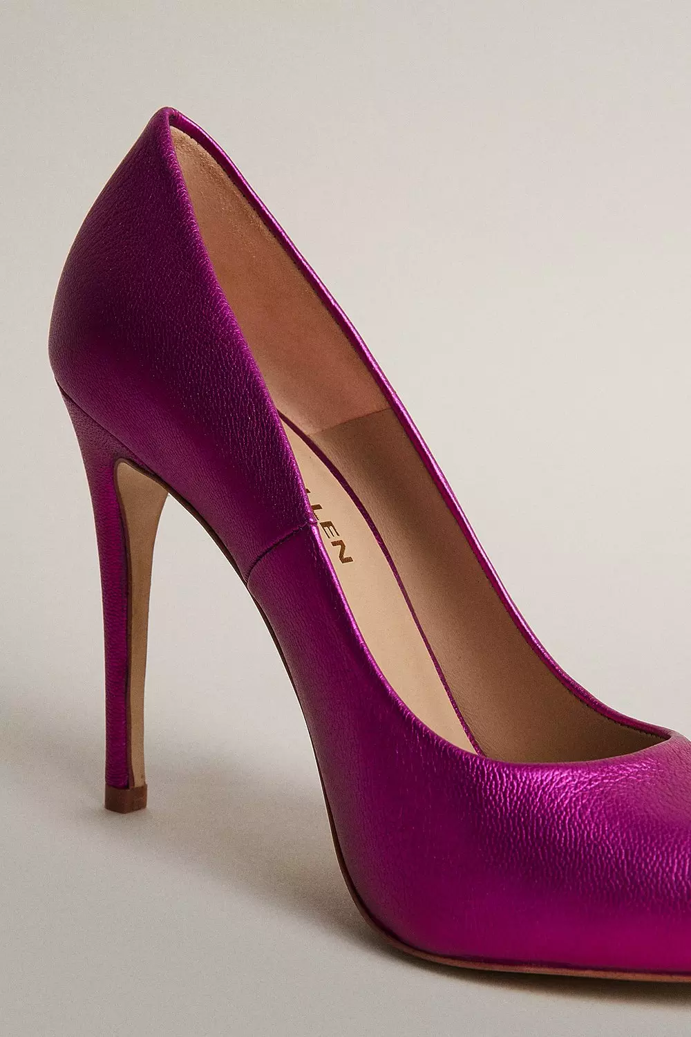 Metallic Leather Signature Court Shoe | Karen Millen