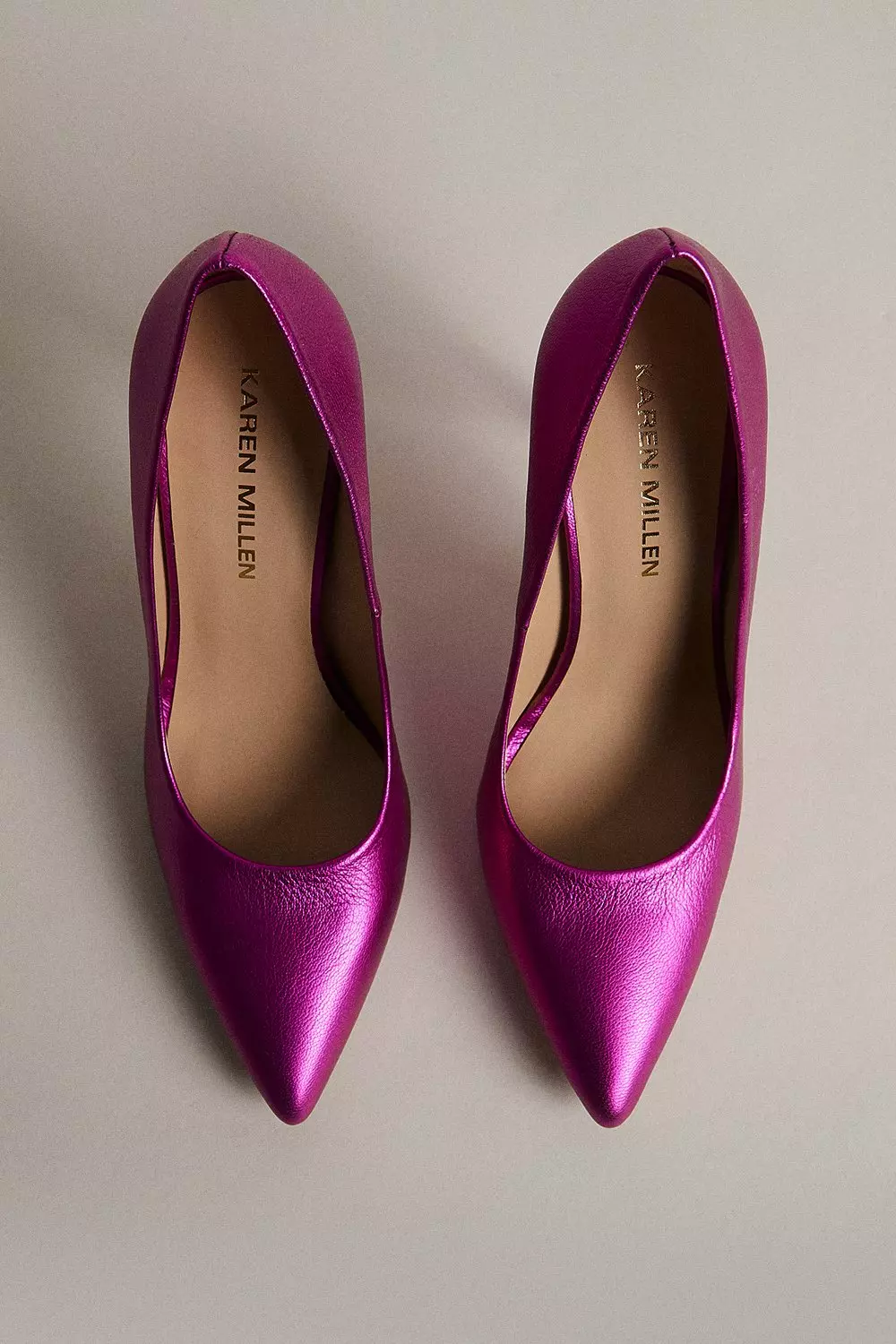 安心追跡付【KAREN MILLEN】フェイクシアリング バイカーコート Metallic Leather Signature Court Shoe | Karen Millen