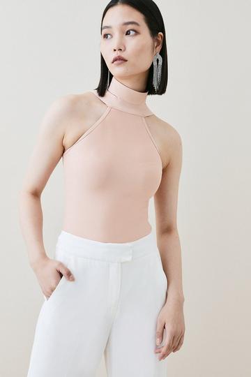 Bandage Knit Halter Neck Top blush