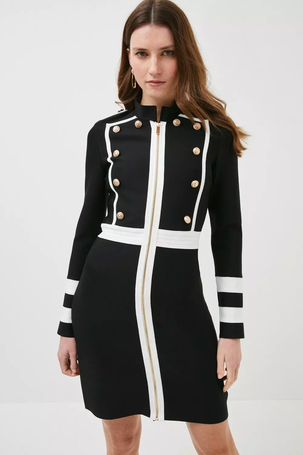 ★韓国人気★I AM MARI★BELT COLLAR DRESS Chic Korean OL Single Breasted Black Mini black dress with