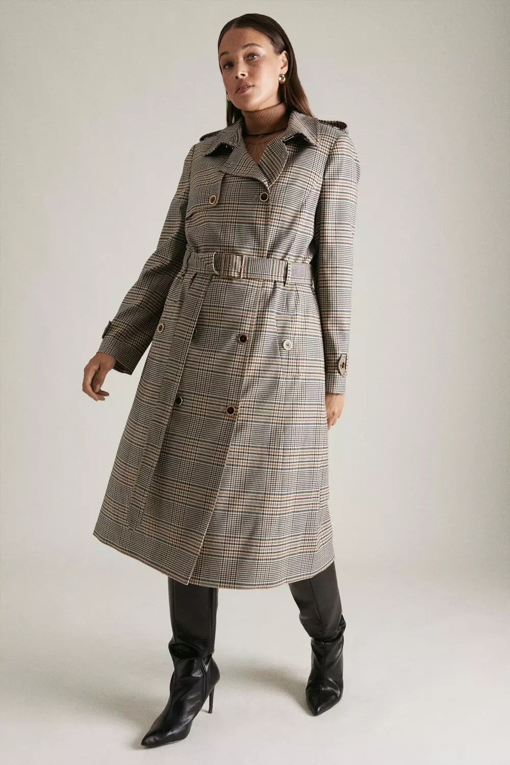 Lydia Millen Plus Size Heritage Check Trench Coat Karen Millen