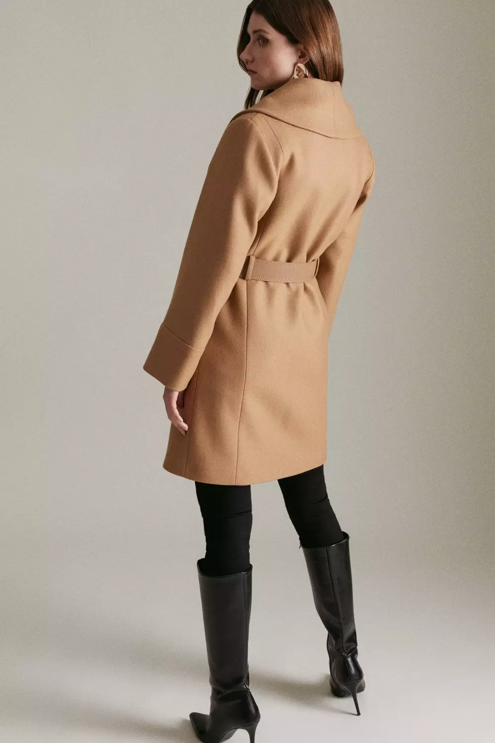 Italian Wool Shawl Collar Belted Coat Karen Millen