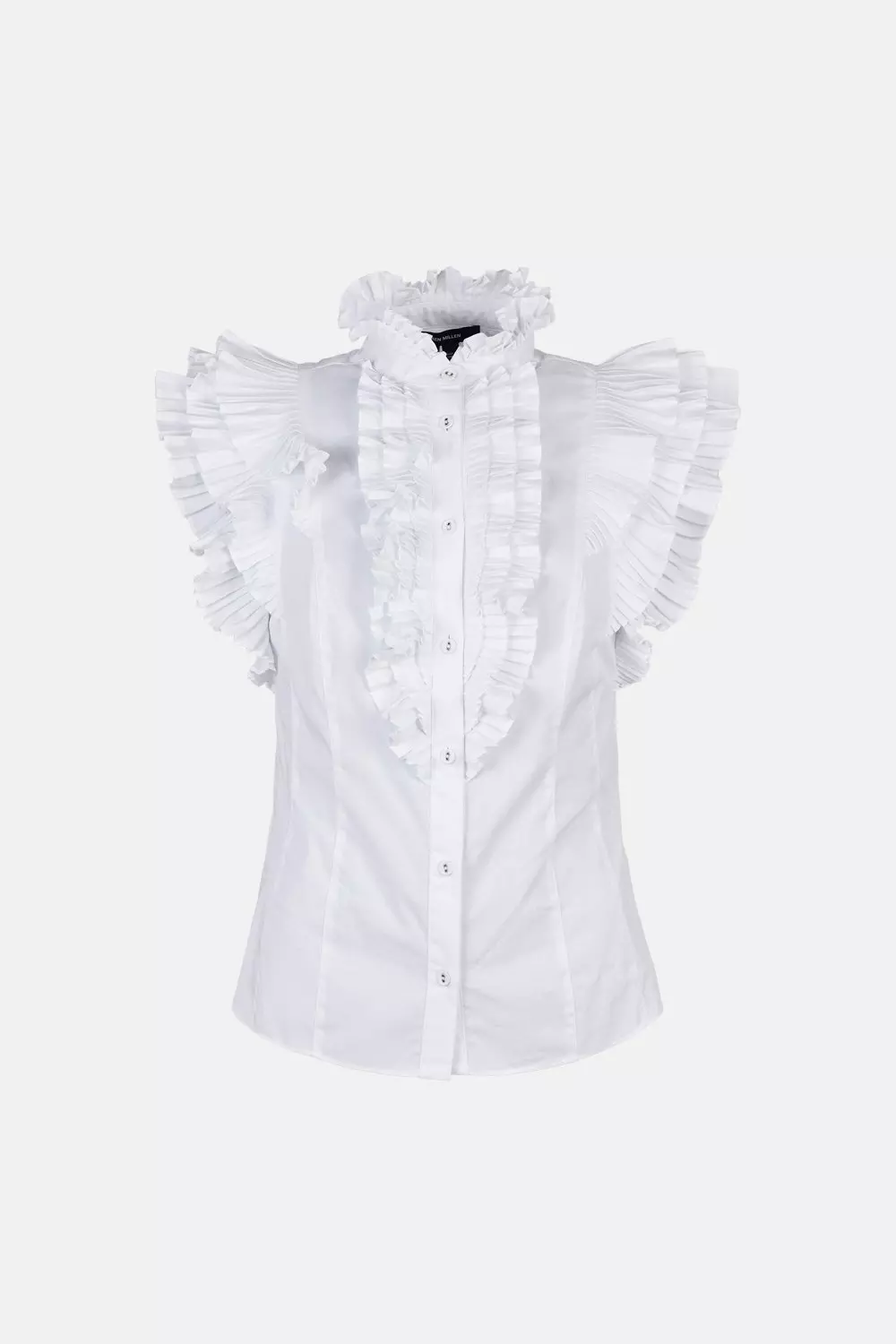 Me) Pleated Ruffle Poplin Woven Shirt | Karen Millen
