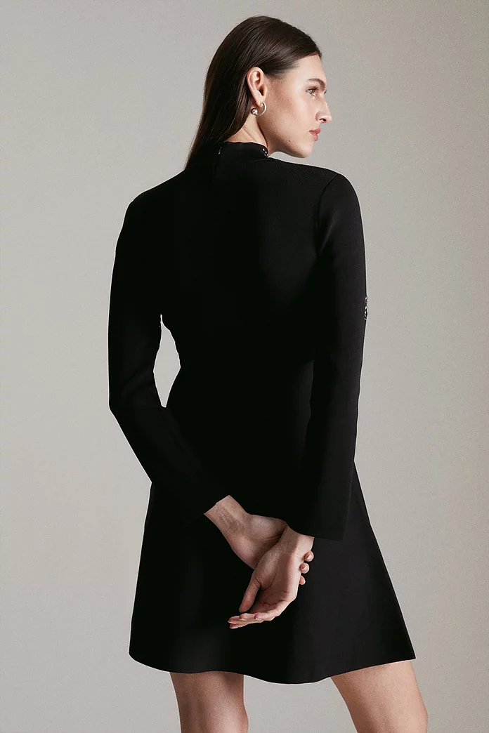 Hotfix Detail Knitted Skater Dress | Karen Millen Hotfix Detail Knitted Skater Dress | Karen Millen