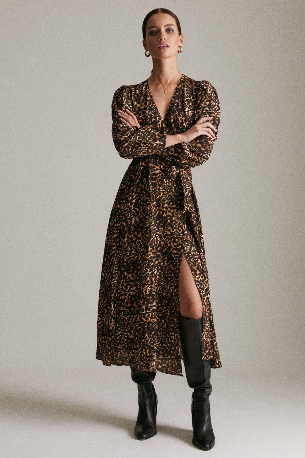 Karen millen leopard print midi dress online