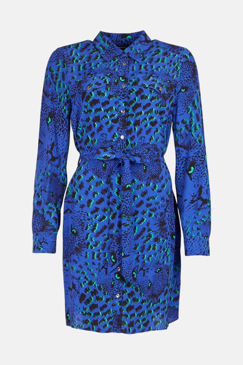 Leopard Head Woven Mini Shirt Dress | Karen Millen