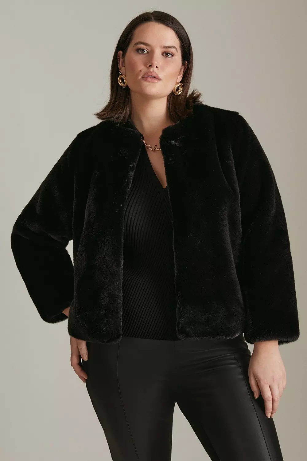 Plus size faux fur cardigan hotsell