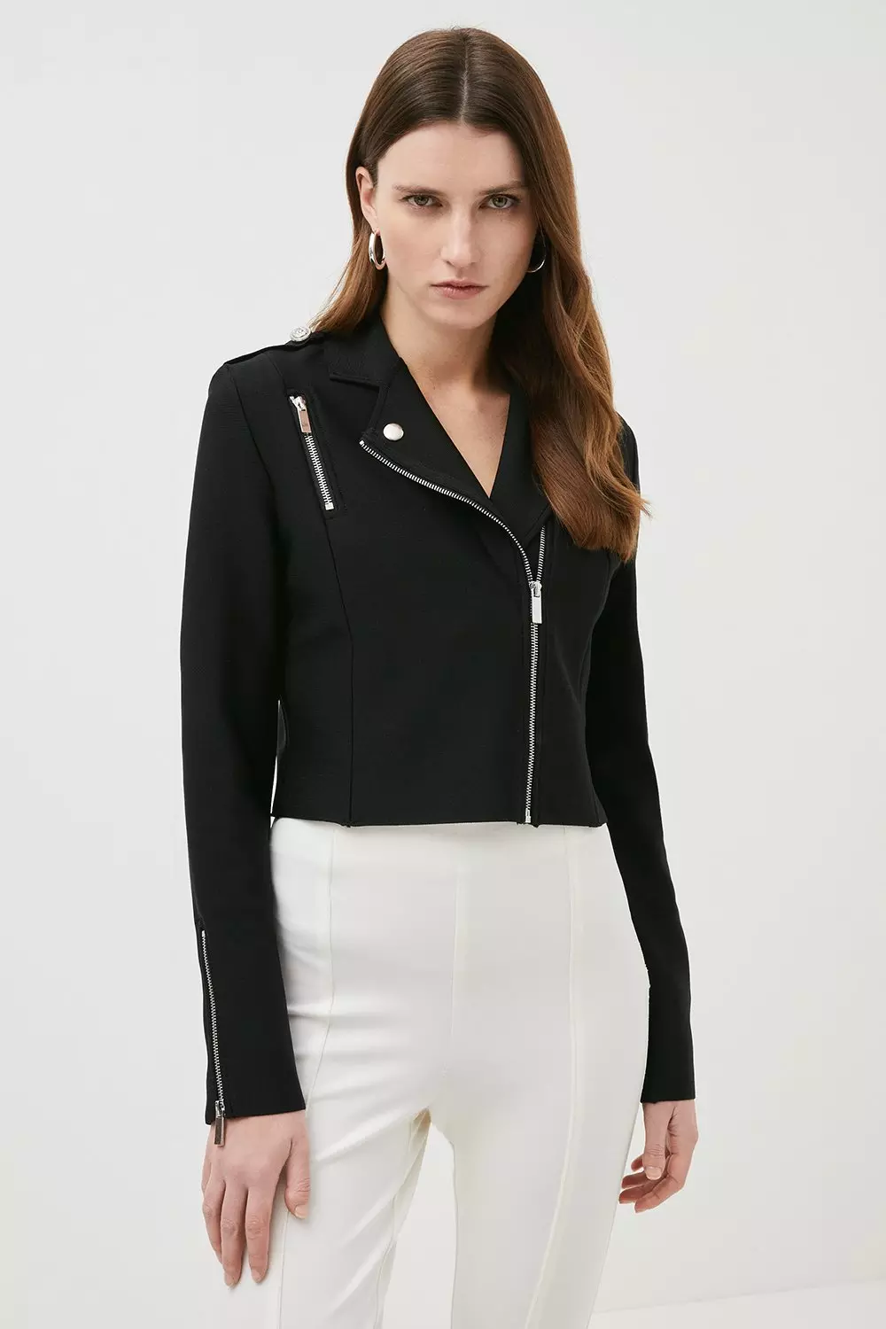 Black knit moto jacket best sale