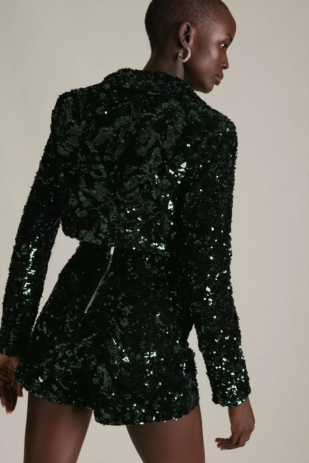 Black sequin high waisted shorts sale
