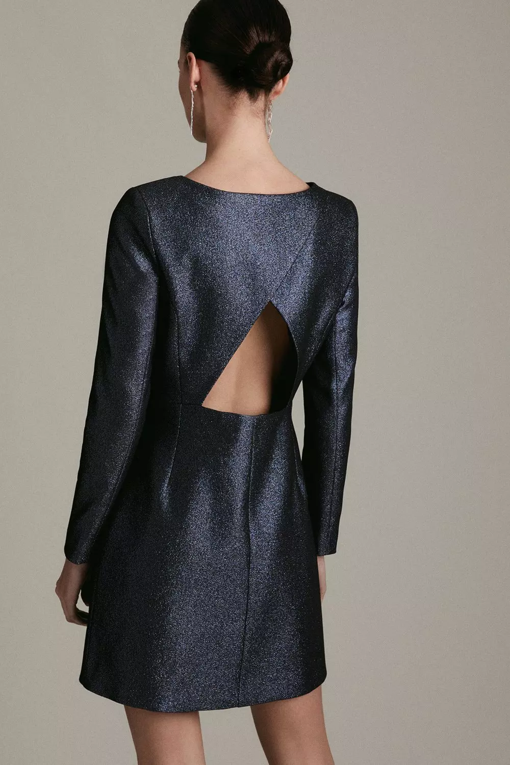 Petite Stretch Metallic Jacquard Mini Dress | Karen Millen