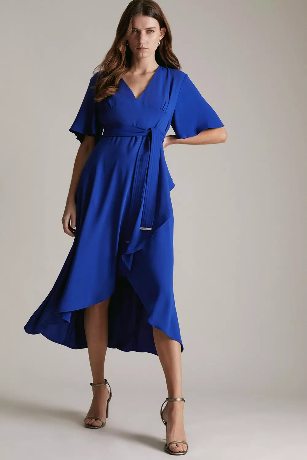 Karen millen blue ruffle dress hotsell