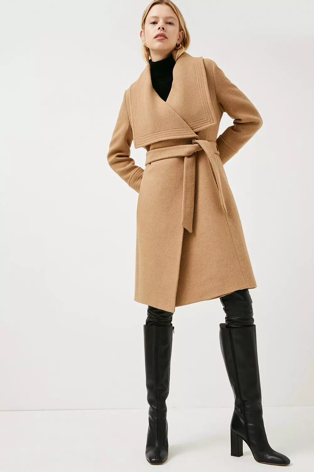 Italian Wool Mix Multi Stitch Cuff Coat Karen Millen