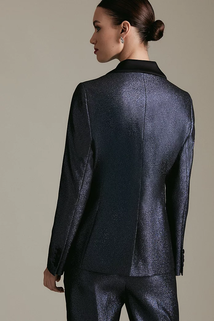 Petite Stretch Metallic Jacquard Jacket | Karen Millen Petite Stretch Metallic Jacquard Jacket | Karen Millen