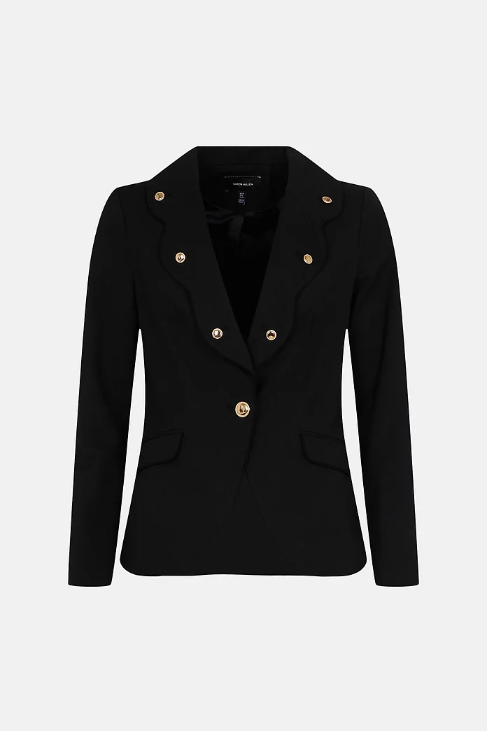 Scalloped Detailed Tailored Jacket | Karen Millen Scalloped Detailed Tailored Jacket | Karen Millen