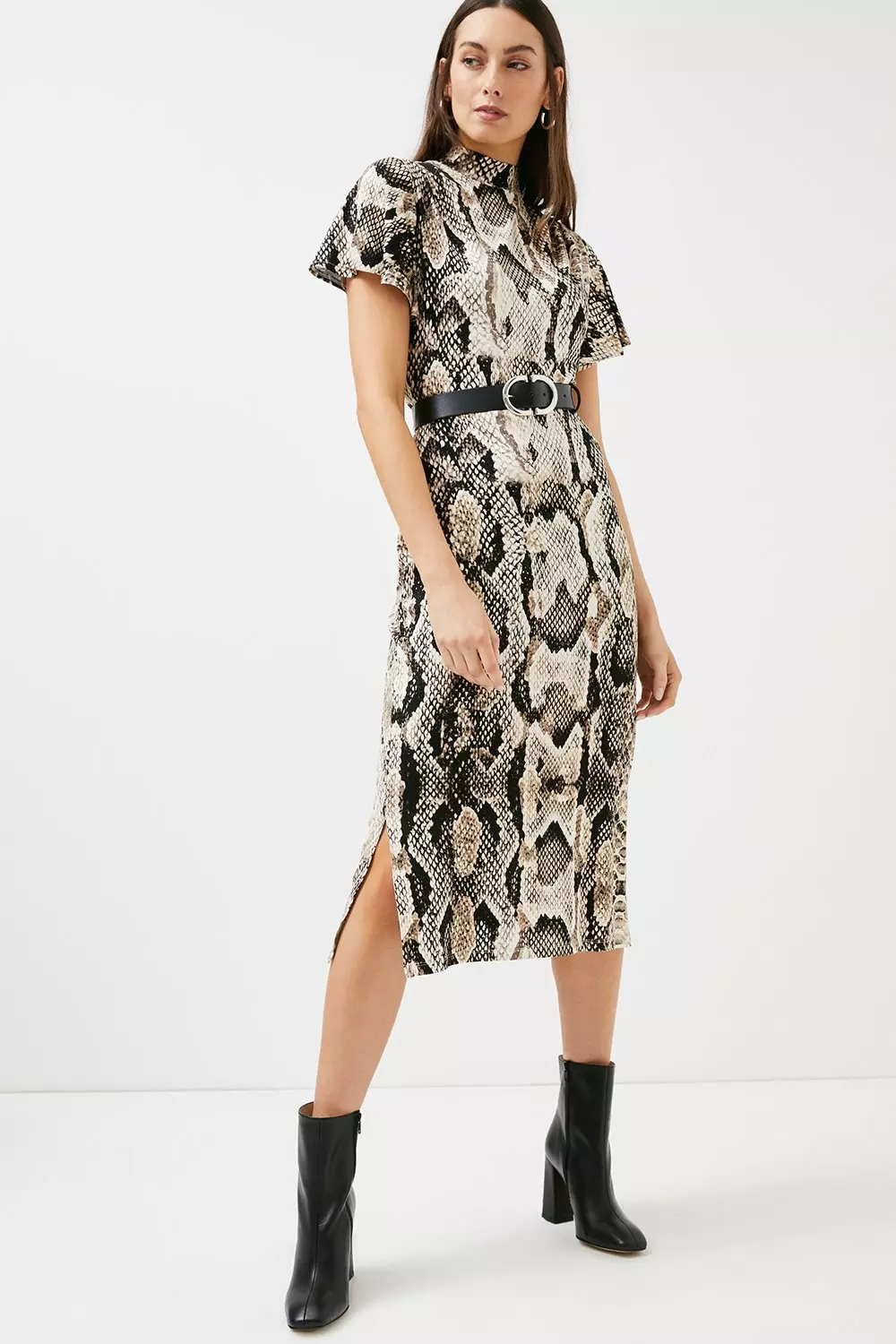 Belted Snake Print Angel Jersey Dress Karen Millen