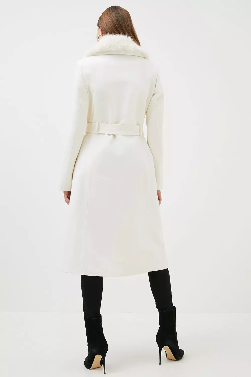 Italian Wool Cashmere Faux Fur Collar Coat Karen Millen