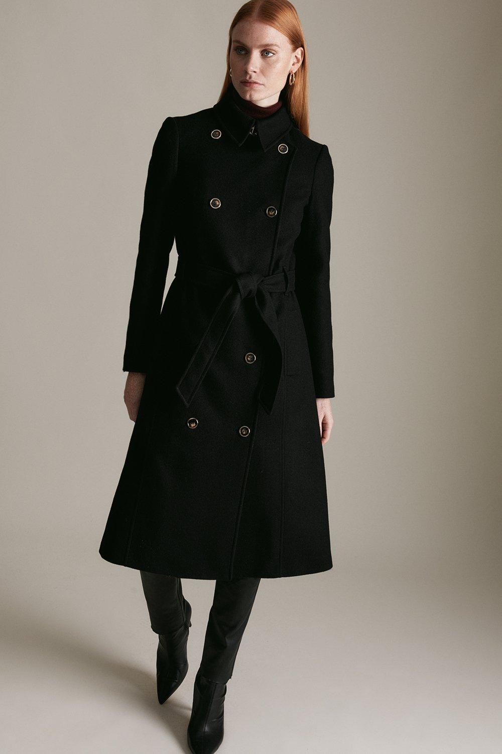 Karen millen black wool coat hotsell