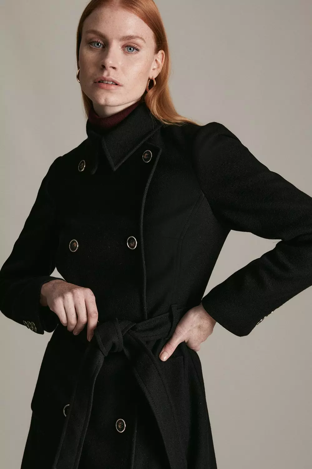 Karen millen black trench coat best sale