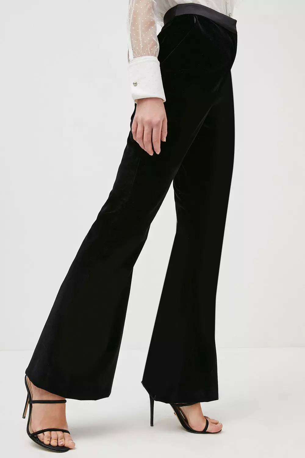 Italian Stretch Velvet Flare Trousers Karen Millen