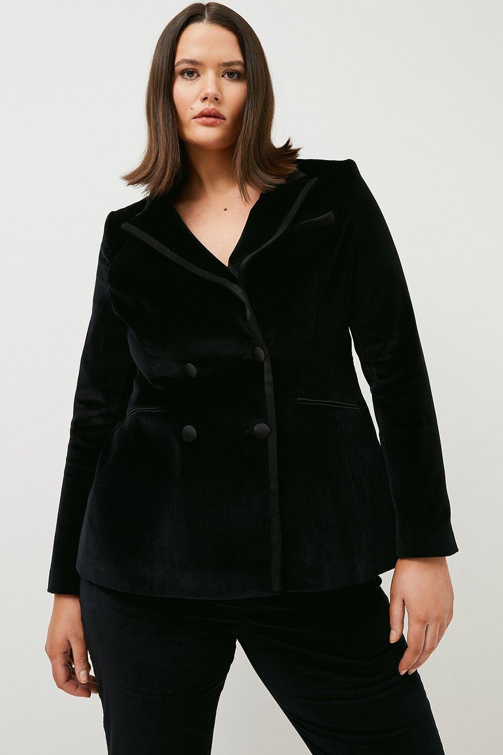 Long velvet coat plus size best sale