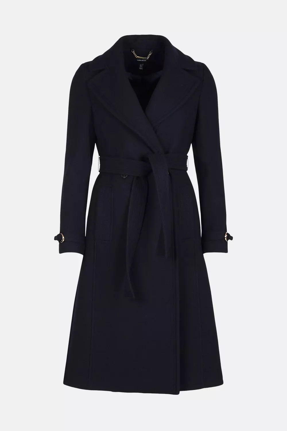 Italian Wool Blend Buckle Signature Coat Karen Millen