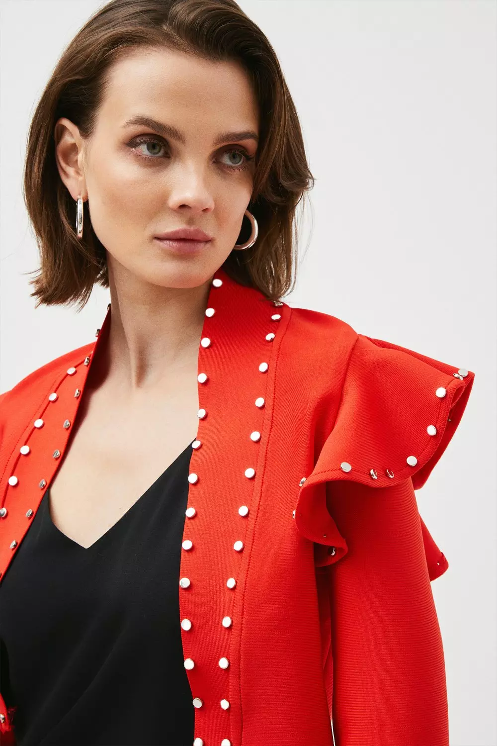 Studded Frill Bandage Knit Jacket | Karen Millen