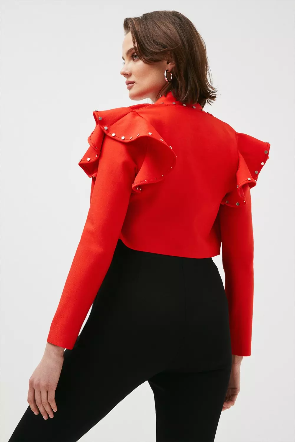 Studded Frill Bandage Knit Jacket | Karen Millen