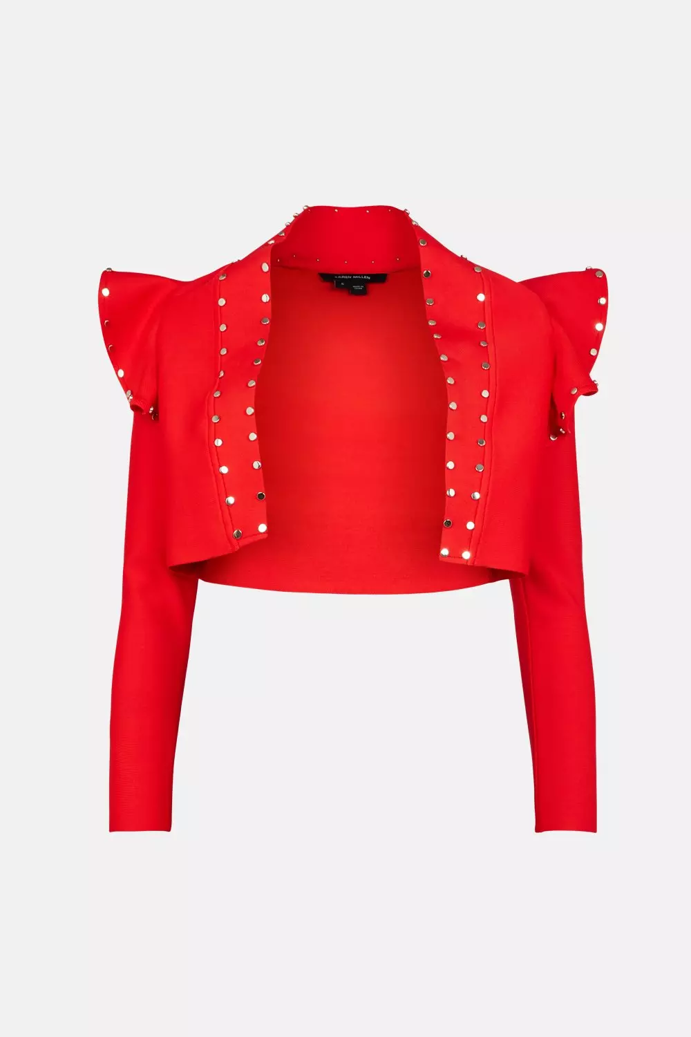 KAREN MILLEN ダイヤモンドキルティング ベルト付き ジャケット Studded Frill Bandage Knit Jacket | Karen Millen