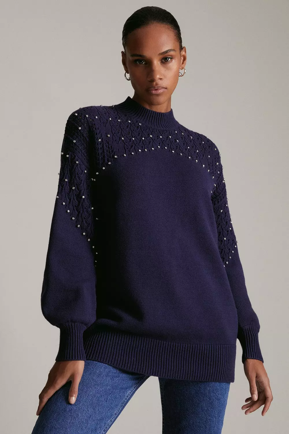 Longline knitted jumper best sale