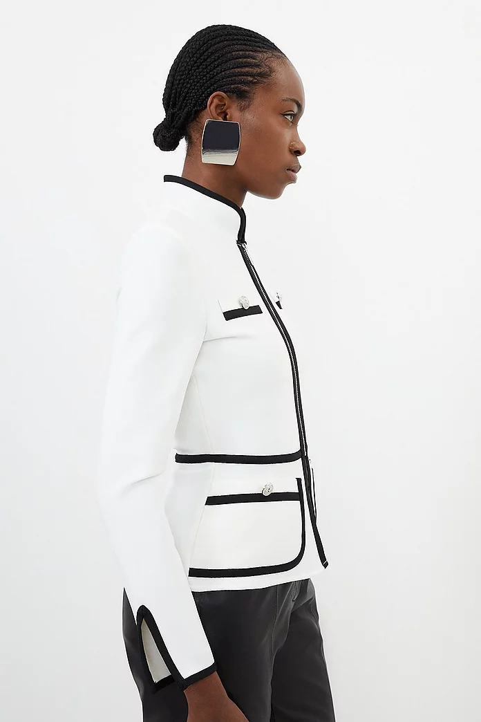 Contrast Piping Bandage Knit Jacket | Karen Millen Contrast Piping Bandage Knit Jacket | Karen Millen