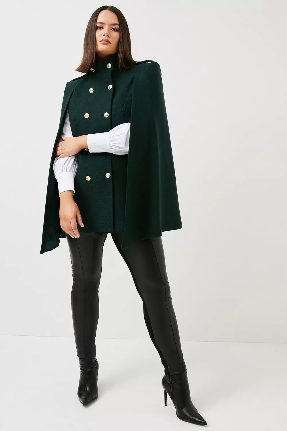 Plus Size Italian Wool Blend Military Cape Karen Millen