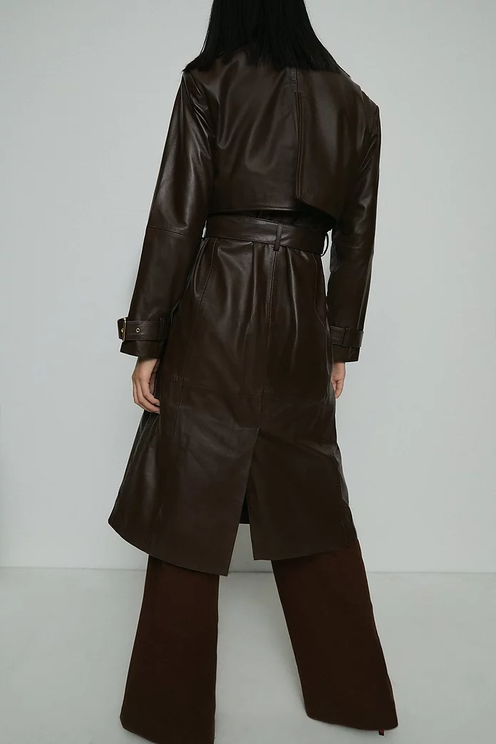 Leather Oversized Trench Coat | Karen Millen Leather Oversized Trench Coat | Karen Millen