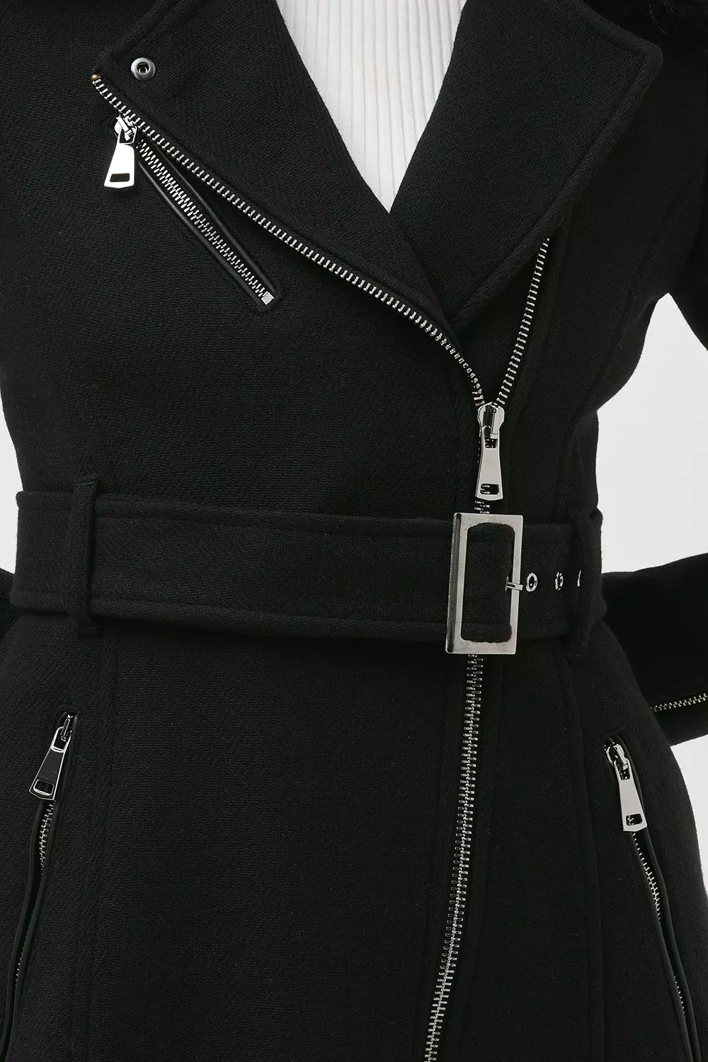 安心追跡付【KAREN MILLEN】イタリアン ウール ミダクシコート Italian Wool Mix Short Biker Coat | Karen Millen