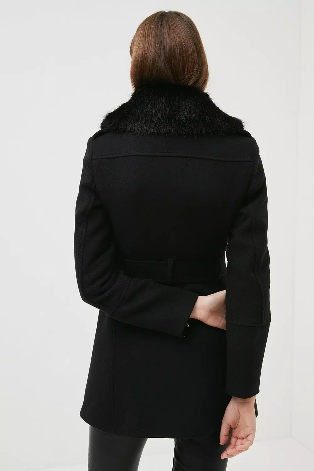安心追跡付【KAREN MILLEN】イタリアン ウール ミダクシコート Italian Wool Mix Short Biker Coat | Karen Millen
