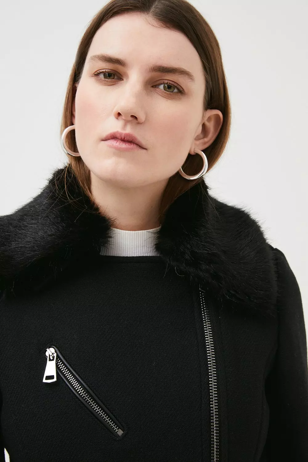安心追跡付【KAREN MILLEN】イタリアン ウール ミダクシコート Italian Wool Mix Short Biker Coat | Karen Millen
