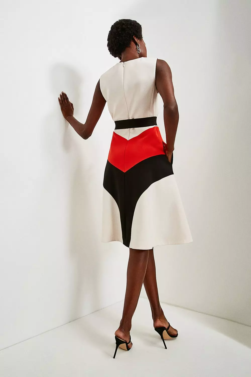 Multi Compact Stretch Colour Block Midi Dress alternative image