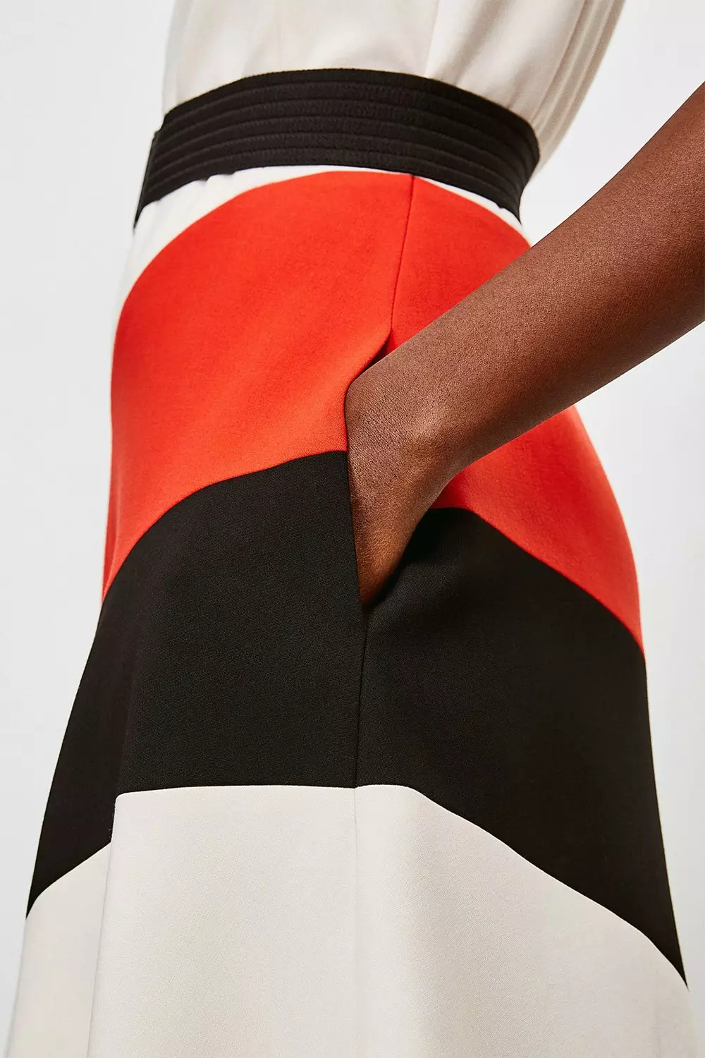 Multi Compact Stretch Colour Block Midi Dress alternative image
