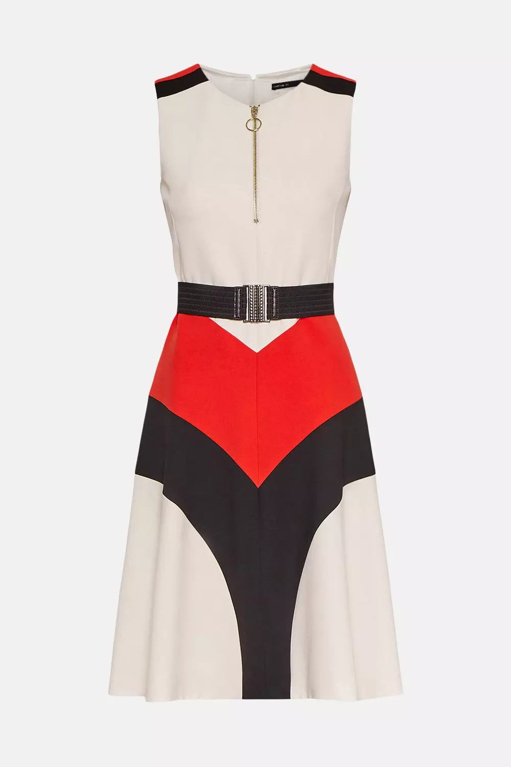 Multi Compact Stretch Colour Block Midi Dress alternative image