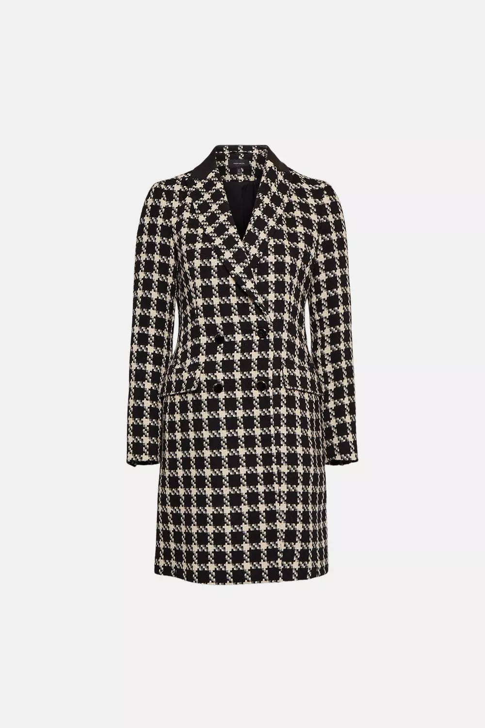 Mono Houndstooth PU Collar Coat alternative image