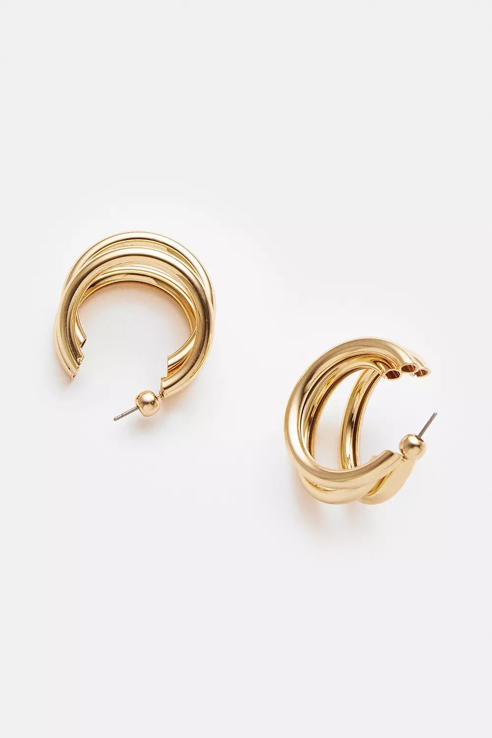 Gold Plated Layered Hoop Earrings Karen Millen