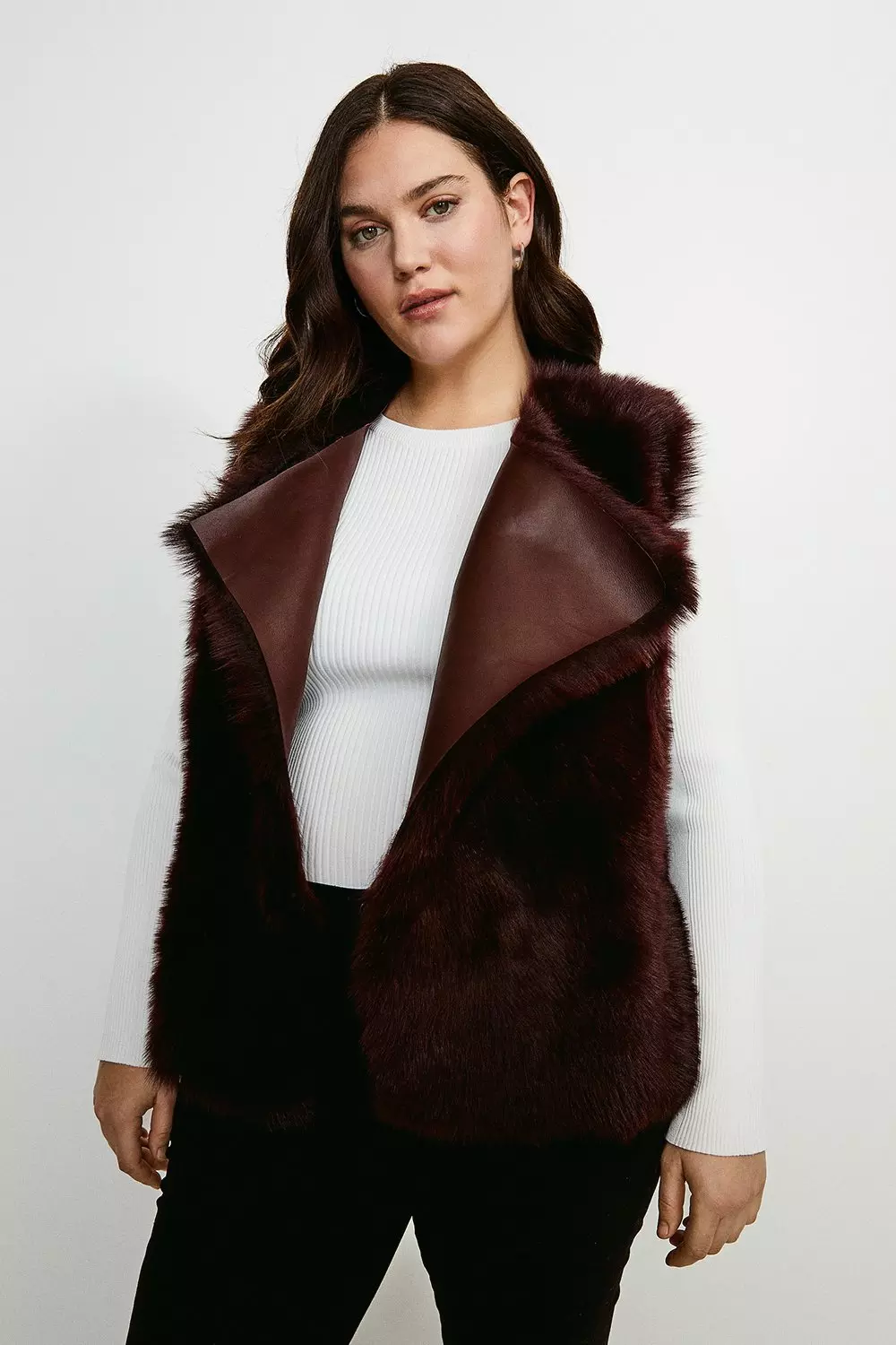 Curve Reversible Quilted Panel Sheepskin Gilet Karen Millen