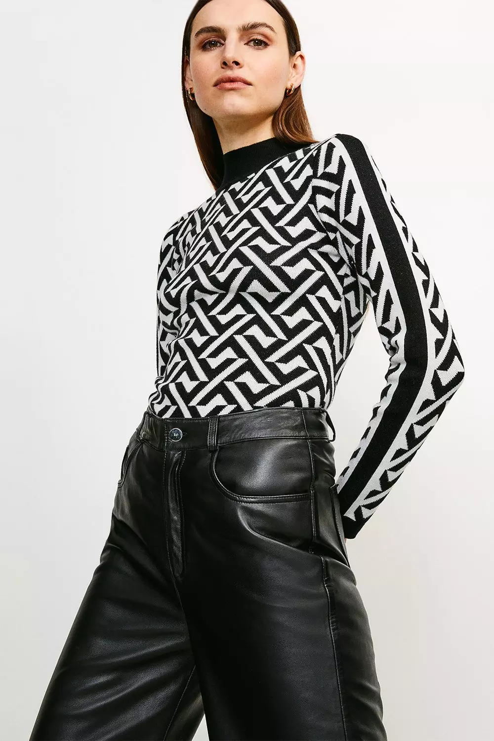 Jacquard Monochrome Jumper Karen Millen